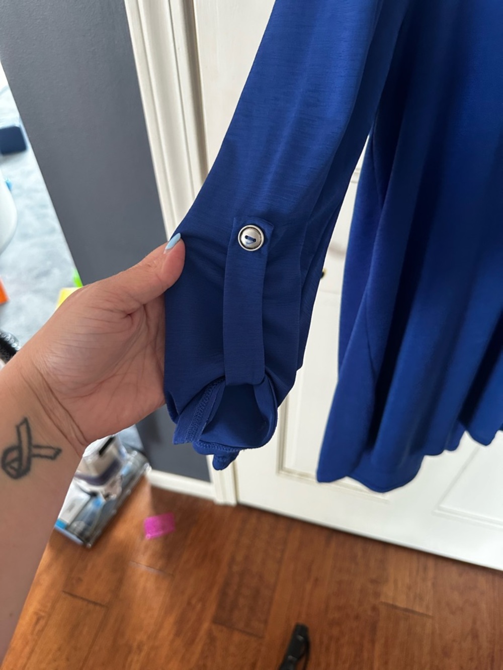 Scarlett Royal Blue Split-Neck Tunic Top View 2